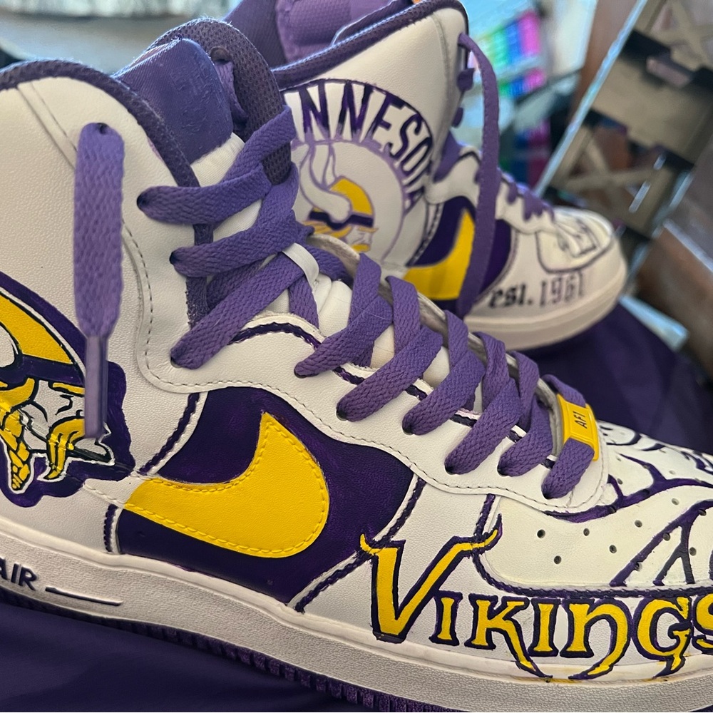 Custom Hand Painted SKOLAF1 Size 10 - Nike Air Force 1 '07 High Triple White